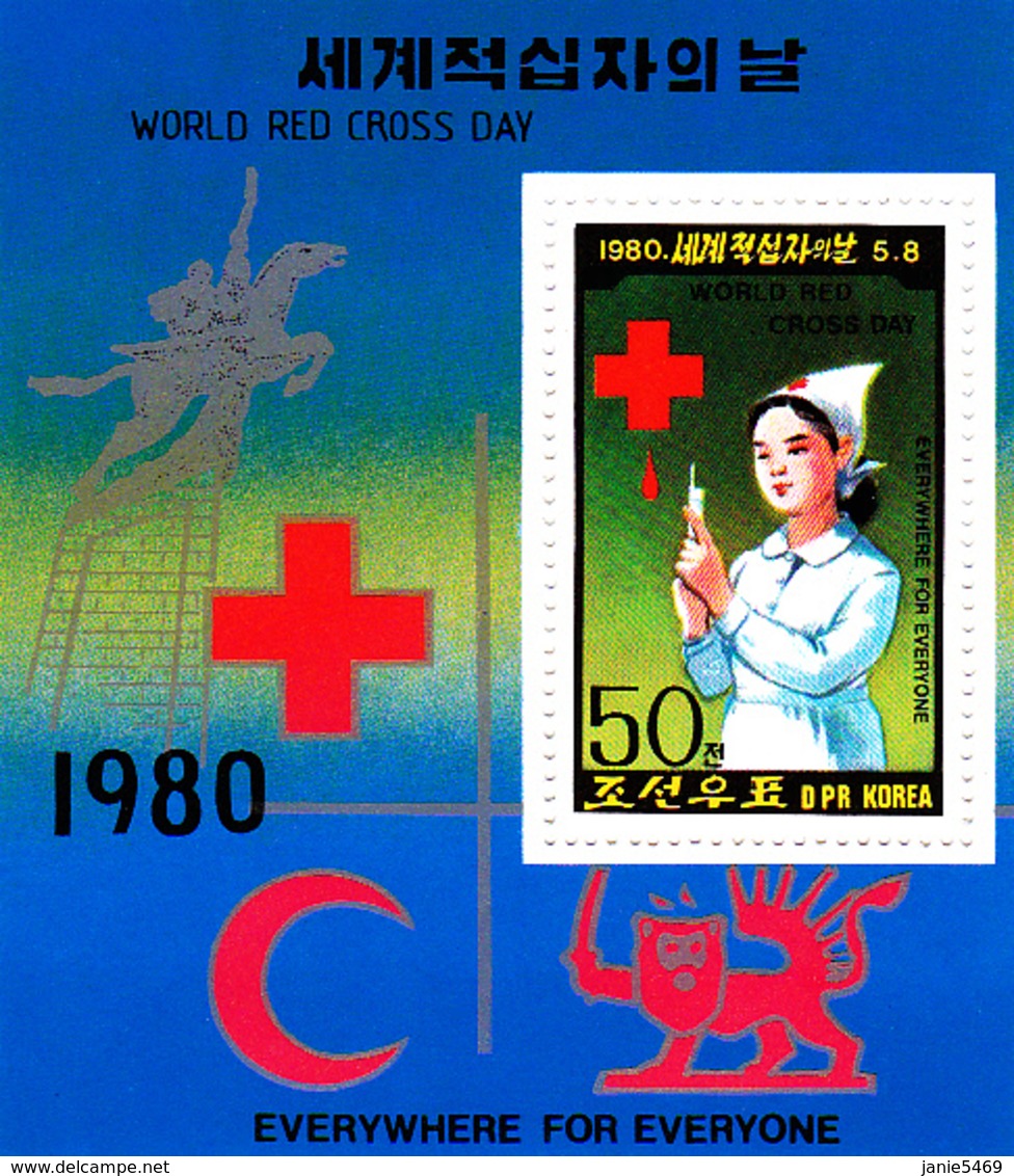 Korea Democratic People's Republic Scott 1932 1980 Red Cross Day, Souvenir Sheet,mint Never Hinged - Korea, North