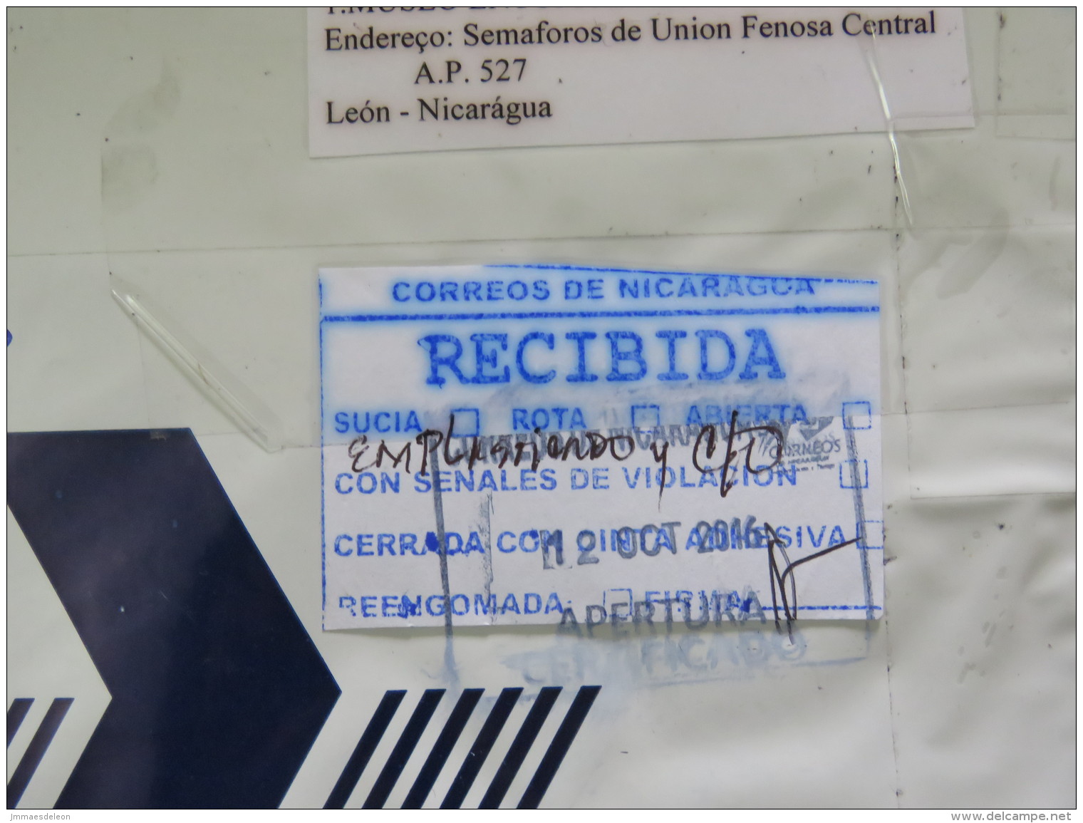 Brazil 2016 Registered Cover To Nicaragua - Machine Franking Label - Covers & Documents