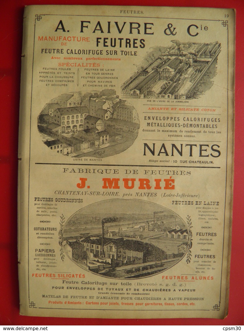 PUB 1901 - Feutres A. Faivre Nantes; J. Murié Chatenay-sur-Loire; Ferronnerie L. Martinet Charleville 08 - Advertising