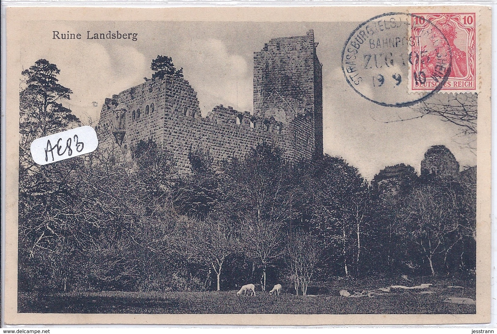 ALSACE-LORRAINE- CACHET AMBULANT- STRASBURG-MARKOLSHEIM- SUR CPA RUINE LANDSBERG- RECT/VERSO - Covers & Documents