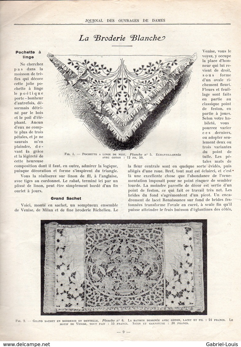 Journal des Ouvrages de Dames - No 406 - 1922 - Broderie - Dentelle - Crochet - Tricot - Paris - Mode - Bruxelles