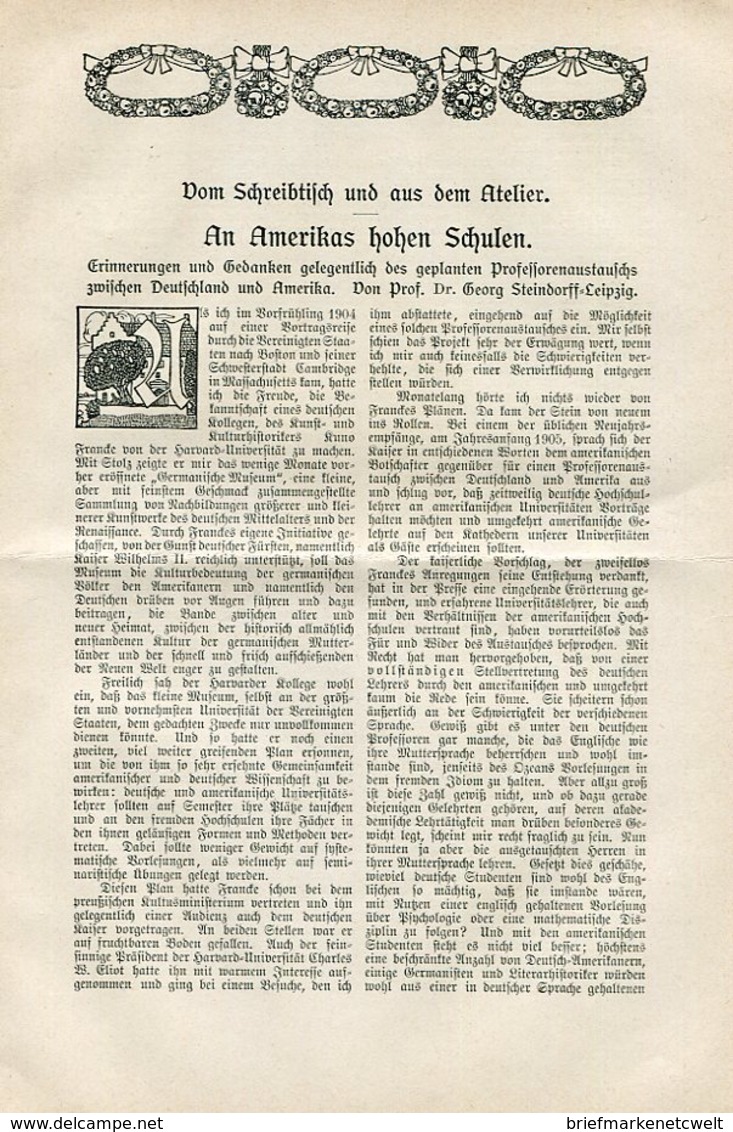 An Amerikas Hohen Schulen / 1905 / Prof.Dr.Steindorff Leipzig, Ex Monatshefte (Velhagen Und Klasing),8 Seiten (4/958-30) - Other & Unclassified