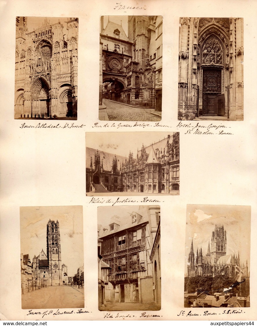 Page D'Album De 7 Photos Originales Entre 1890 & 1900 Sur Rouen En Seine-Martime (76000) - - Places