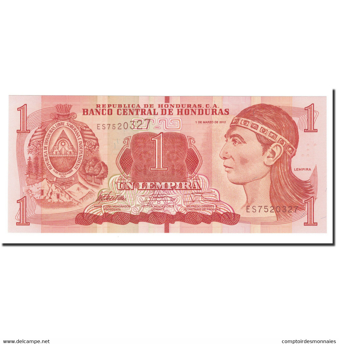 Billet, Honduras, 1 Lempira, 2012, 2012-03-01, KM:96, NEUF - Honduras