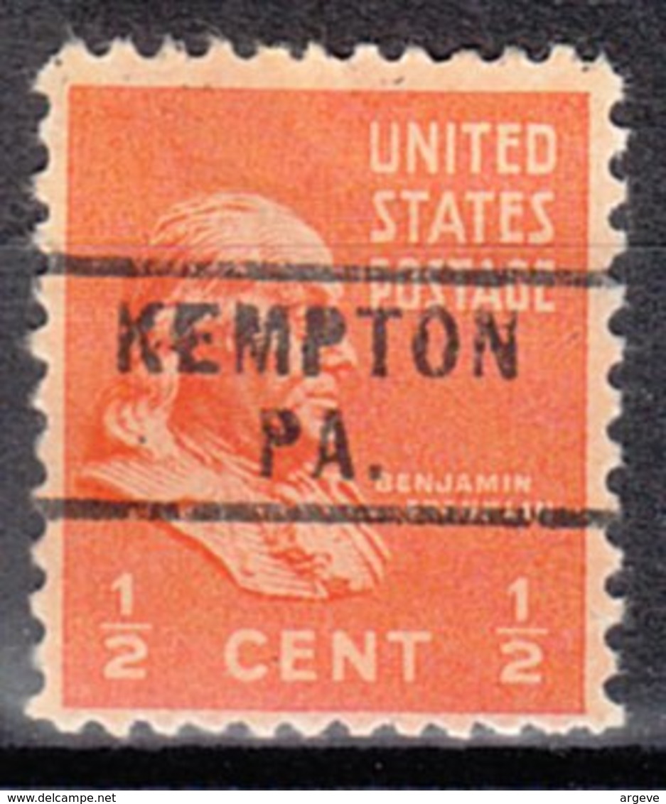 USA Precancel Vorausentwertung Preo, Locals Pennsylvania, Kempton 729 - Vorausentwertungen