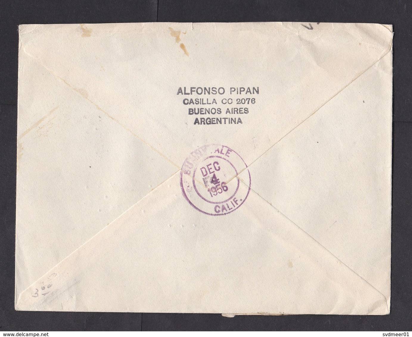 Argentina: Registered Airmail Cover To USA, 1956, 3 Stamps, Philately, R-label (minor Damage) - Brieven En Documenten