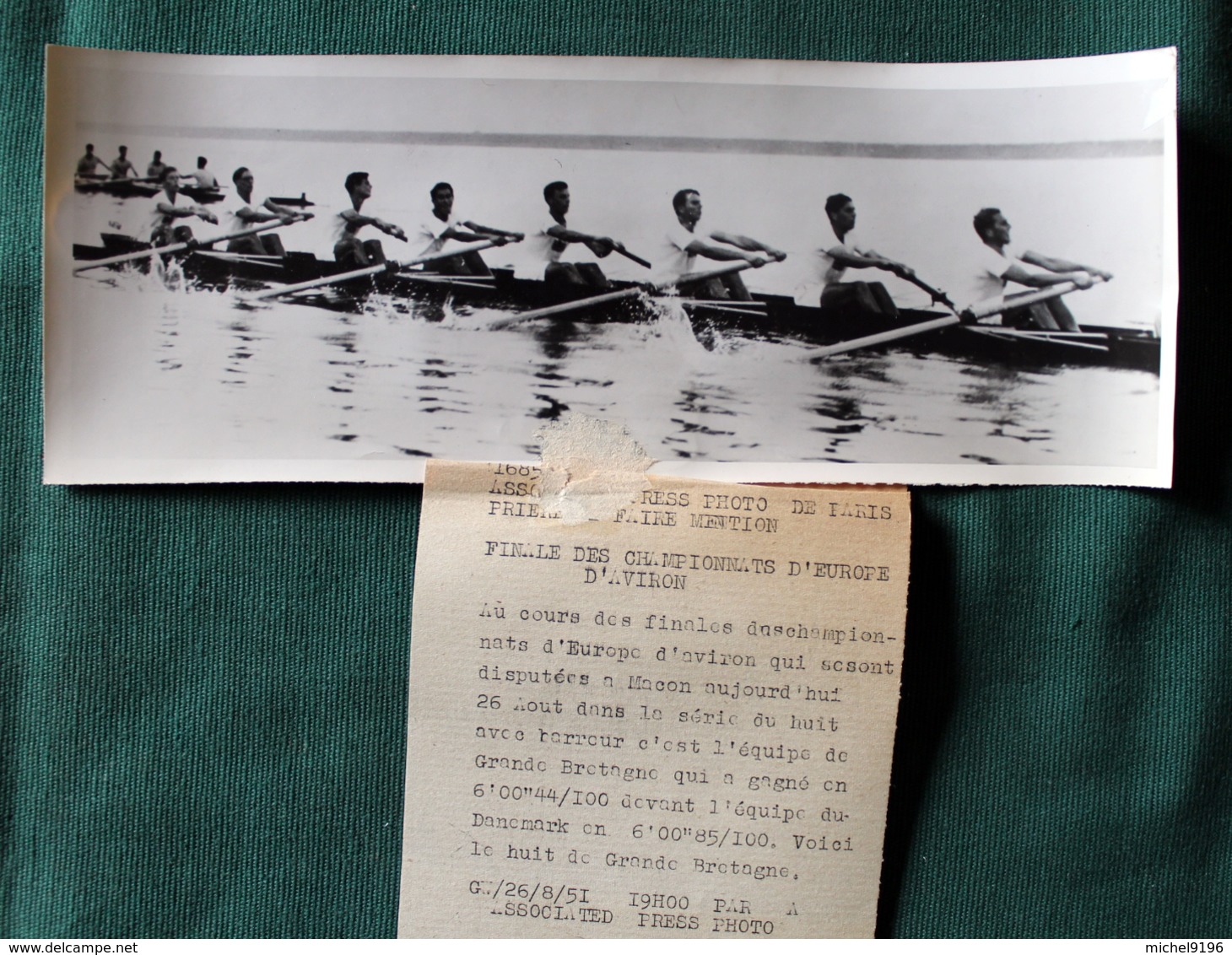 Le Huit De Grande Bretagne Championnats D'Europe D'Aviron  à Macon 1951 Photo Presse 240x90 - Sport