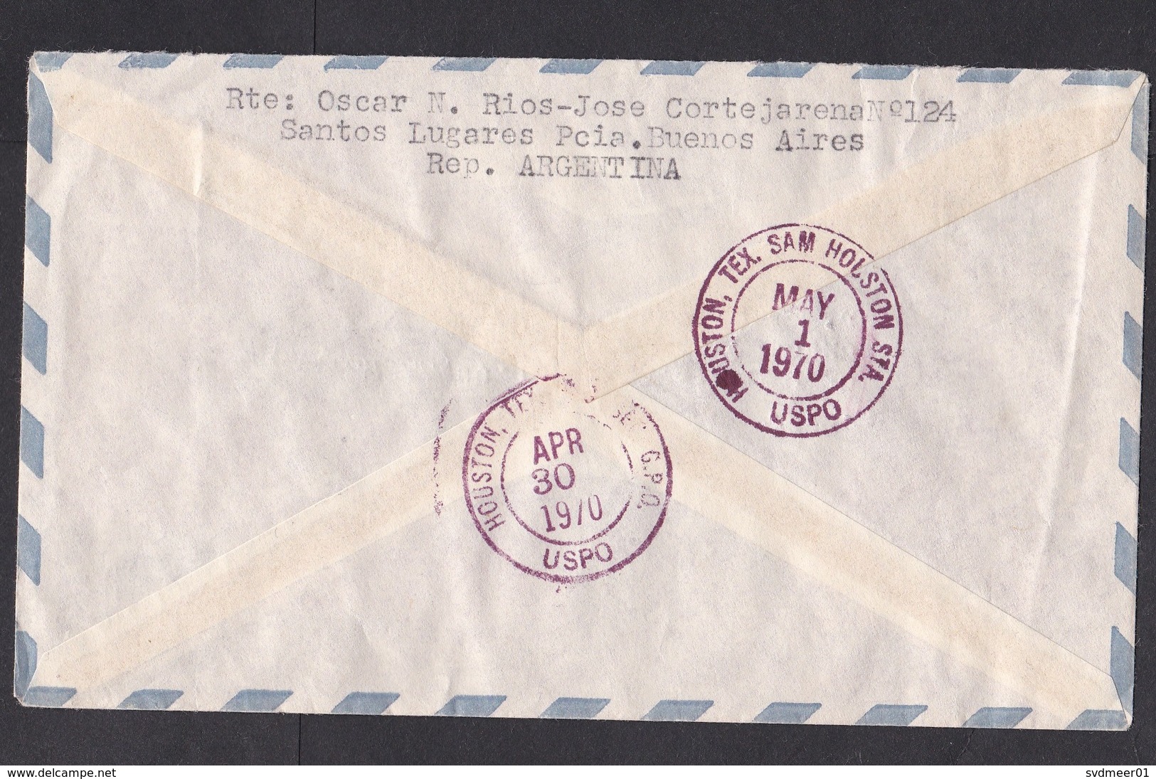 Argentina: Registered Airmail Cover To USA, 1970, 6 Stamps, R-label, Auxiliary Cancel 'Notified' (traces Of Use) - Brieven En Documenten