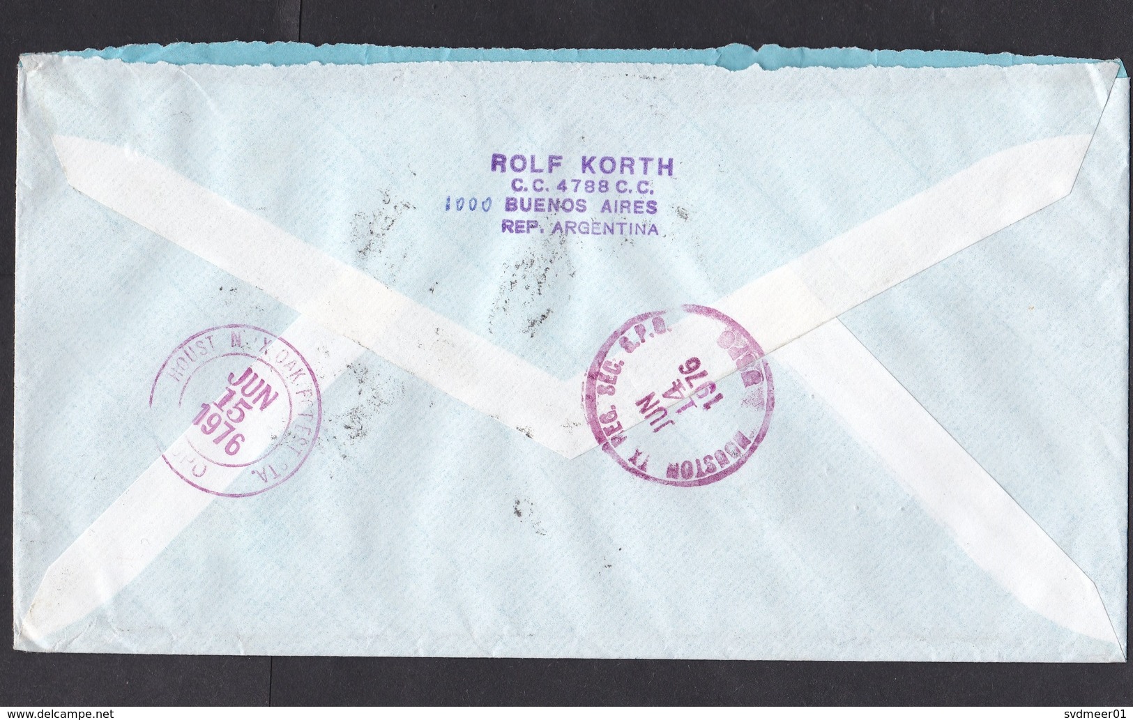 Argentina: Registered Airmail Cover To USA, 1976, 5 Stamps, Church, Aerolineas Airlines, R-label Encotel (traces Of Use) - Brieven En Documenten