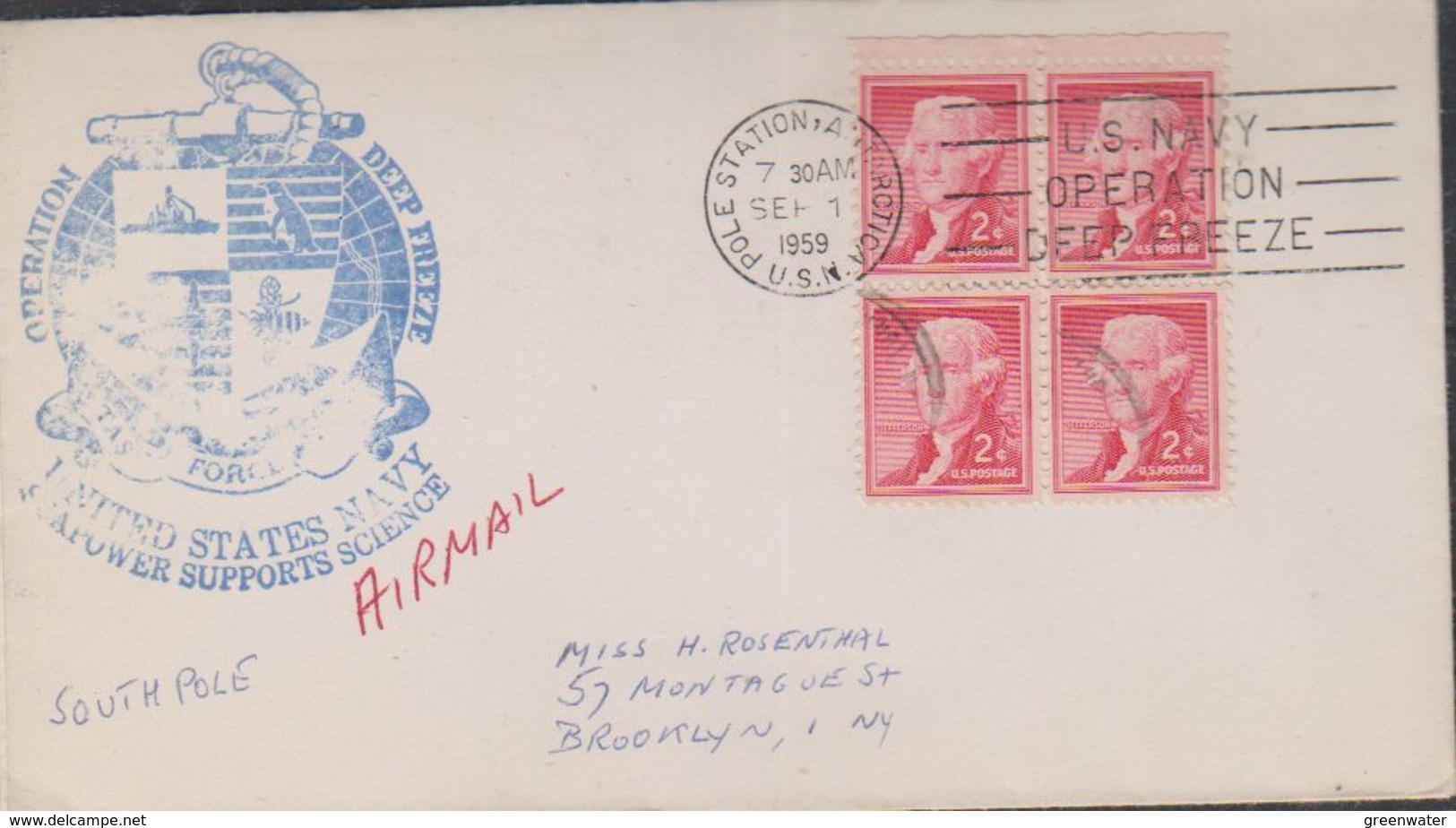 USA 1959 Antarctica  Operation Deep Freeze Ca Little America Antarctica  Sep 1 1959 Cover (38478) - Poolshepen & Ijsbrekers