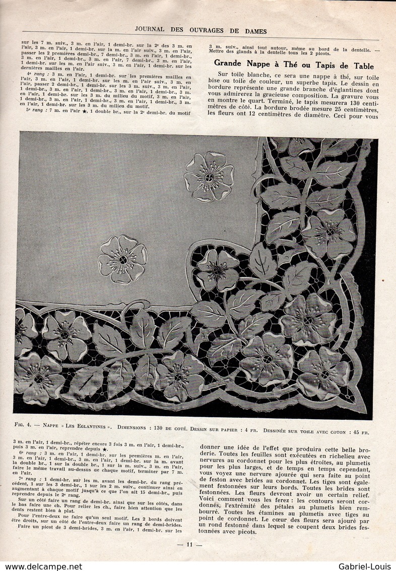 Journal Des Ouvrages De Dames - No 413 - 1922 - Broderie - Dentelle - Crochet - Tricot - Paris - Mode - Bruxelles - 1900 - 1949