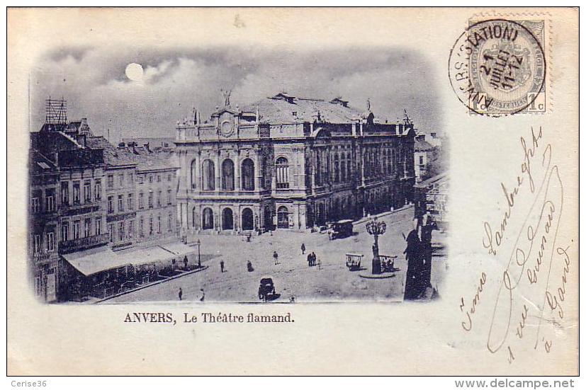 Anvers Le Théâtre Flamand Circulée En 1900 - Antwerpen