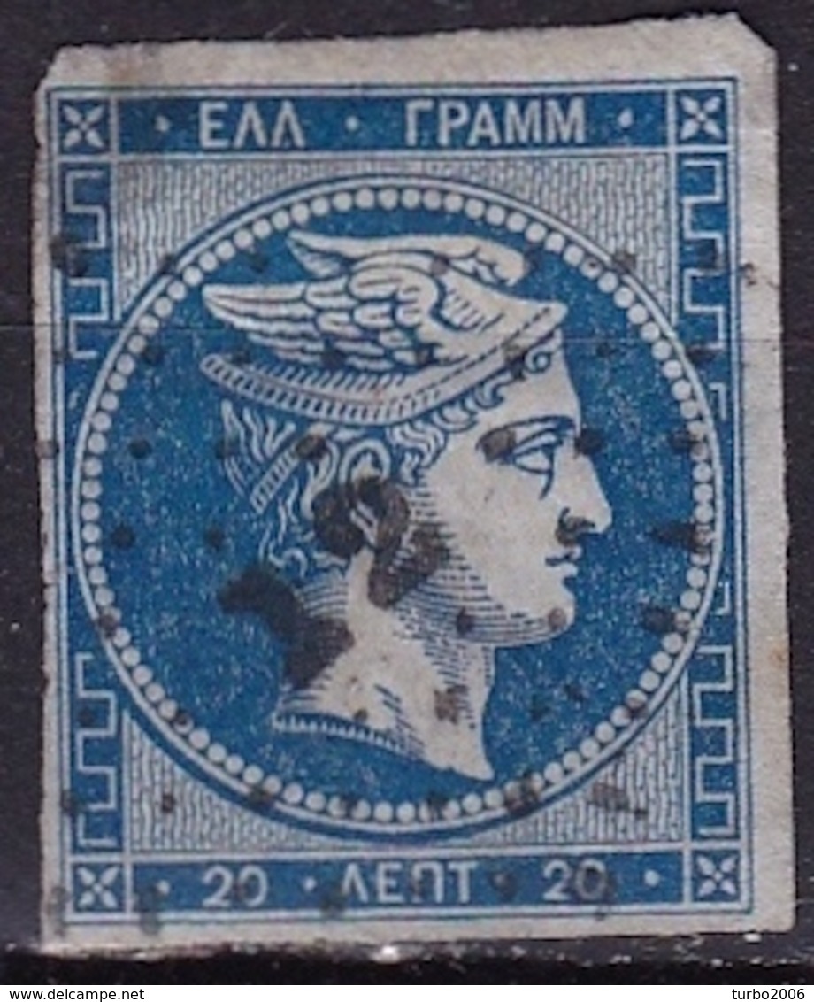 GREECE Dotted Cancellation 12 (ΓΑΣΤΟΥΝΗ) On 20 L Blue - Gebruikt