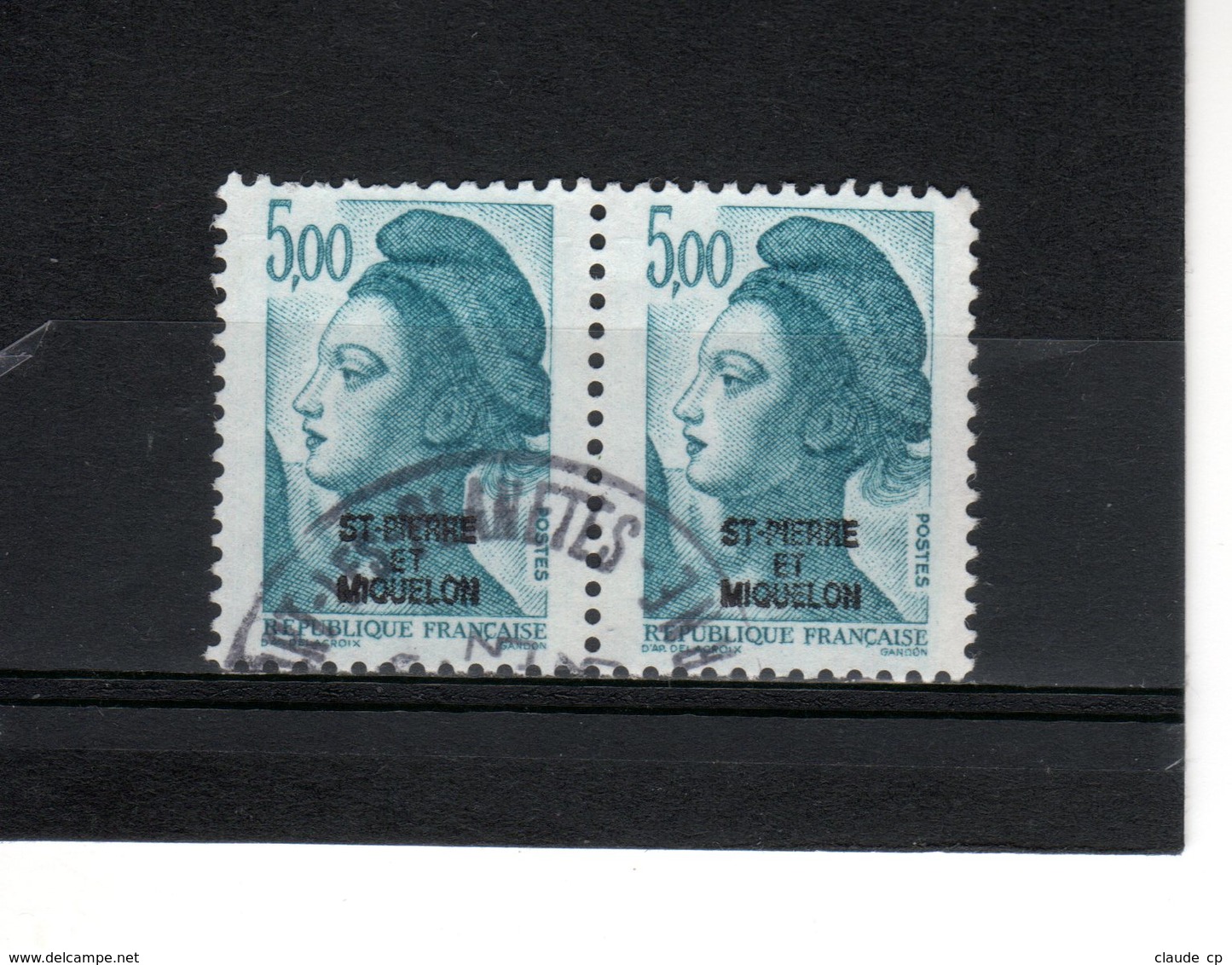 St Pierre & Miquelon--N°468-- 5.00 F Bleu-vert En Paire //Liberté De Gandon - Used Stamps