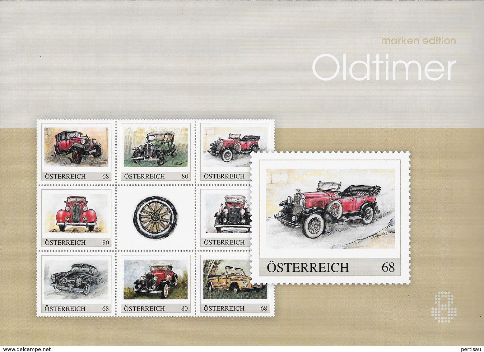 Oldtimers 8 Zegels In Map - Timbres Personnalisés