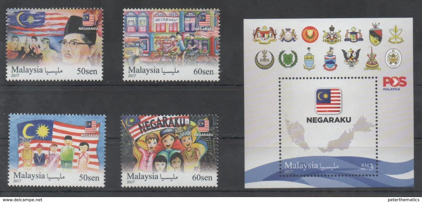 MALAYSIA, 2017, MNH,NATIONAL PRIDE, FLAGS, BICYCLES, COAT OF ARMS, 4v+S/SHEET - Other & Unclassified