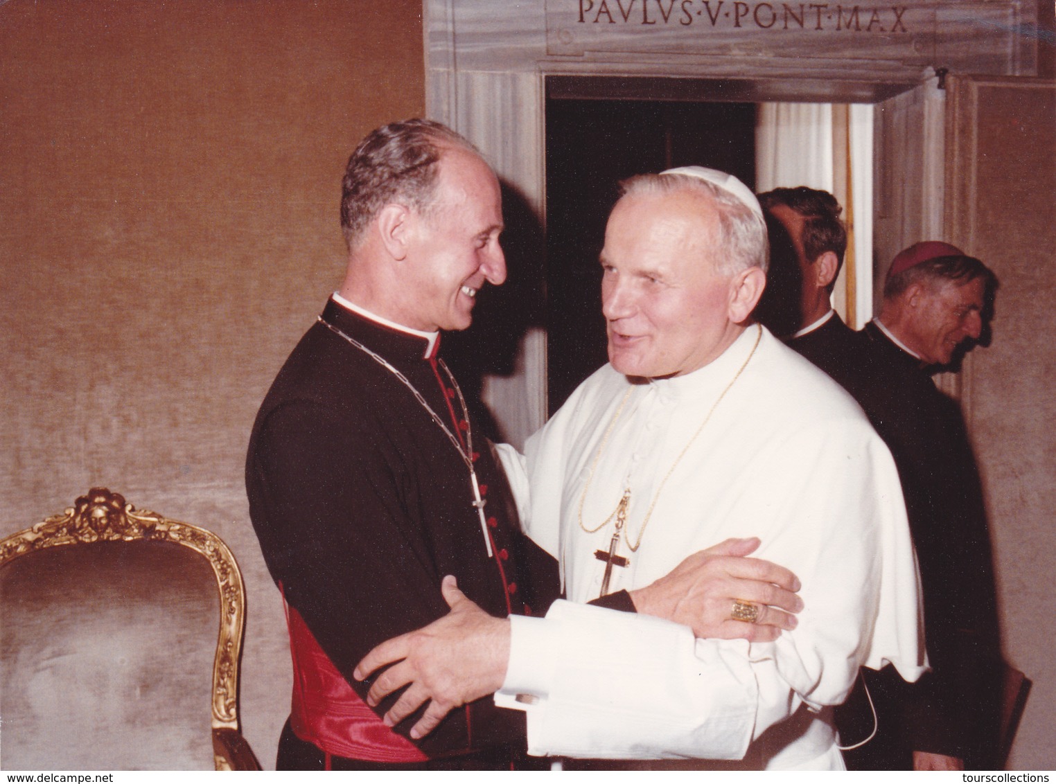 Grande PHOTO Originale Du PAPE Polonais JEAN PAUL II Et Cardinal Etchegaray - Photographe Felici De Rome 12,6 X 17,3 Cm - Papes