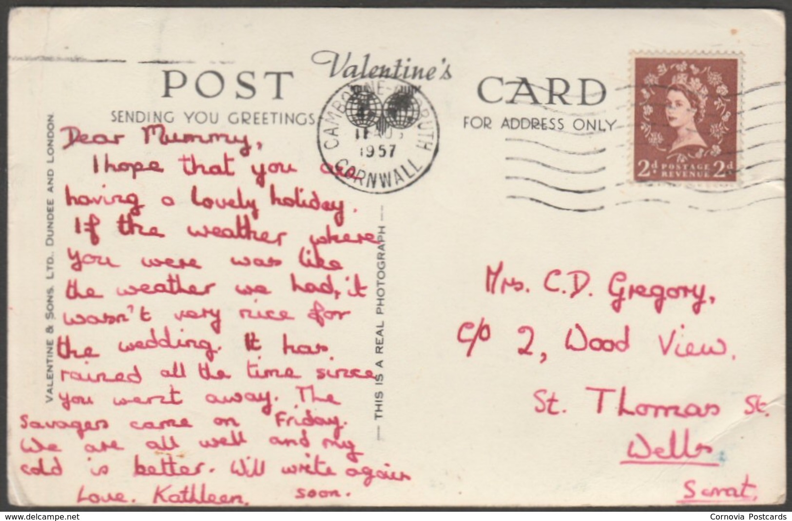 Carn Brea Castle, Camborne, Cornwall, 1957 - Valentine's RP Postcard - Other & Unclassified