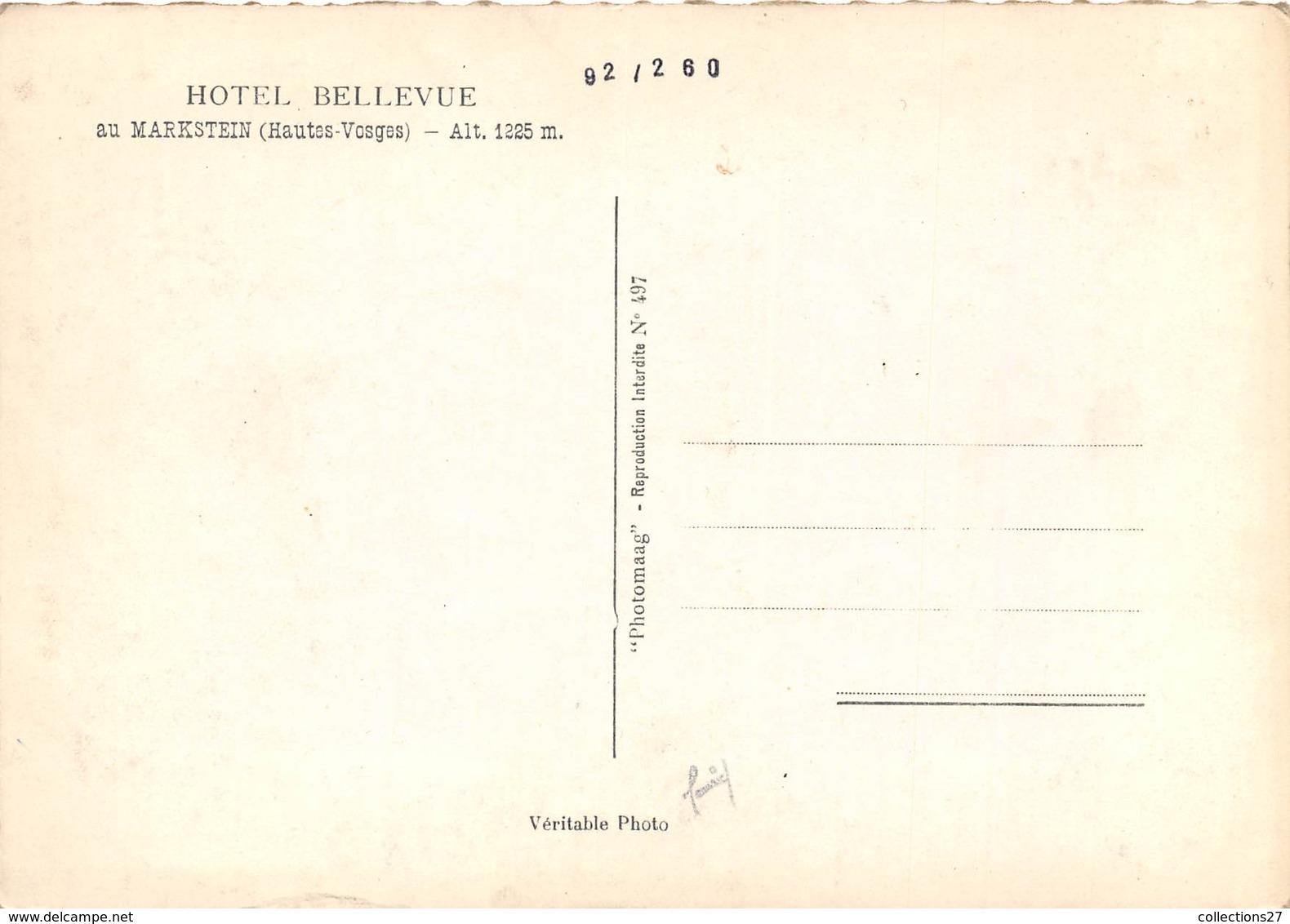 68-MARKSTEIN- HÔTEL BELLEVUE - Other & Unclassified