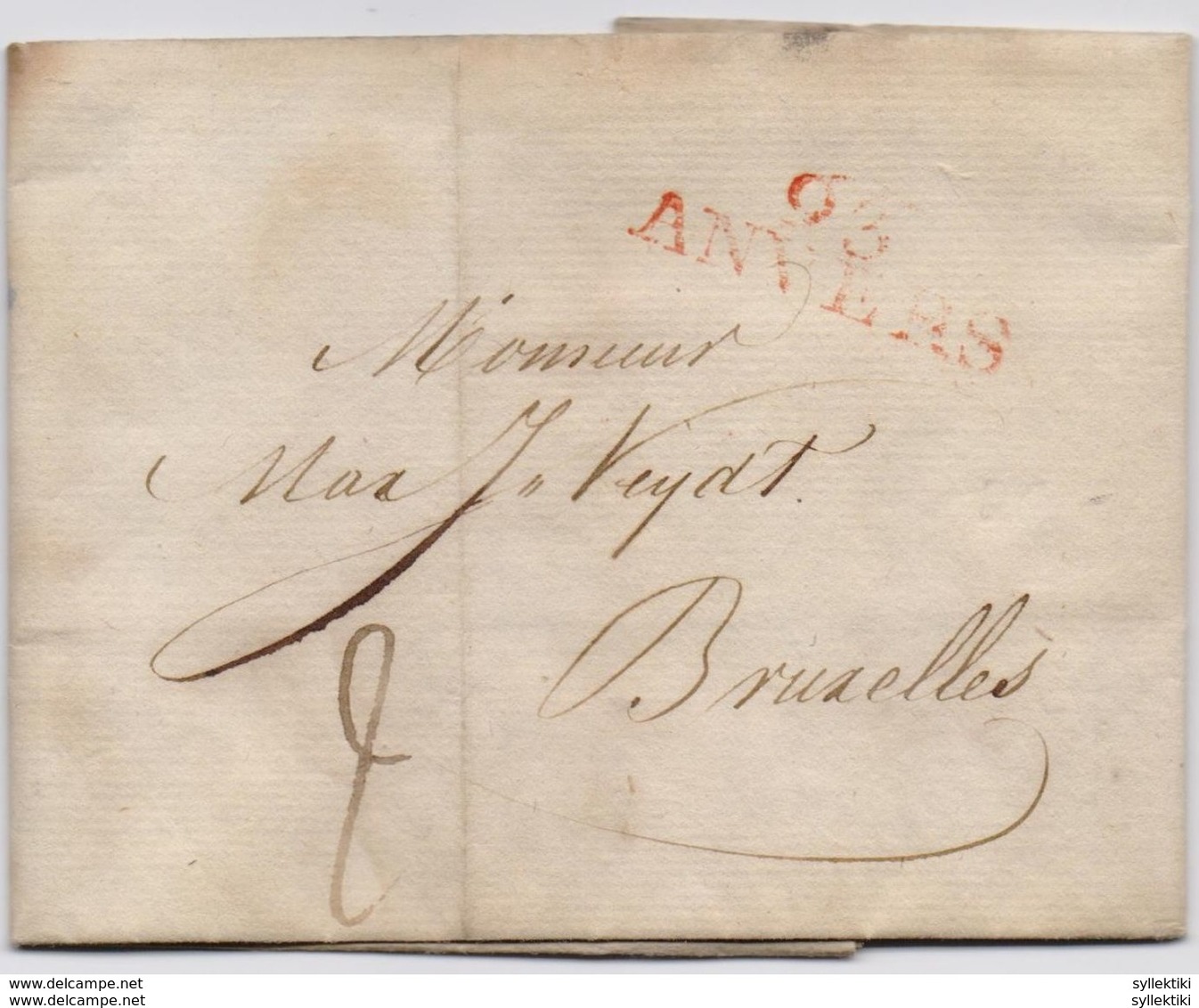 BELGIUM 1802 ENTIRE MAILED LETTER FROM ANVERS TO BRUSSELS - 1794-1814 (French Period)