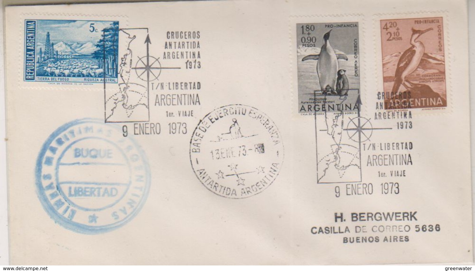 Argentina 1973 Cruceros Antartida Argentina Buque Libertad Cover (38498) - Poolshepen & Ijsbrekers