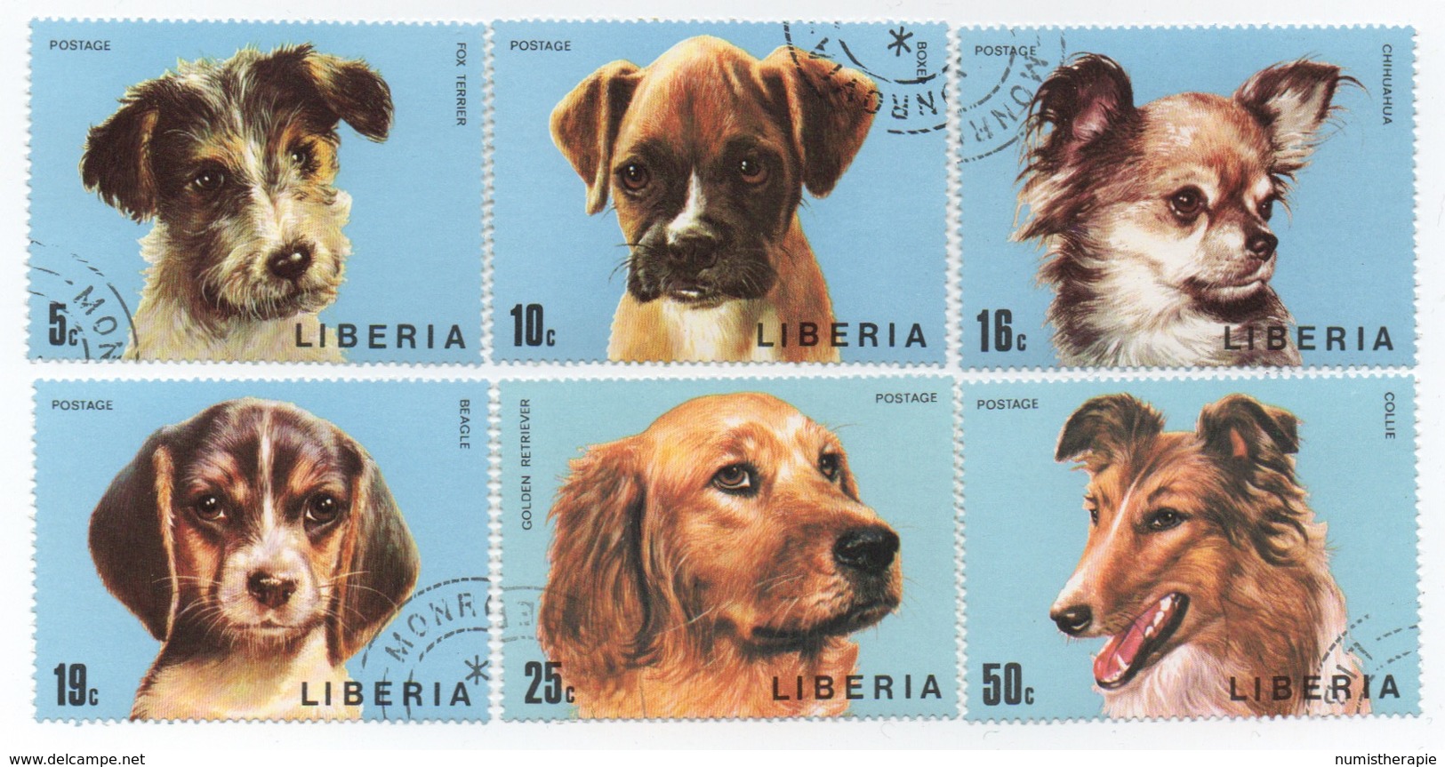 Liberia : Série De 6 Timbres Au Thème De Chien - Hunde