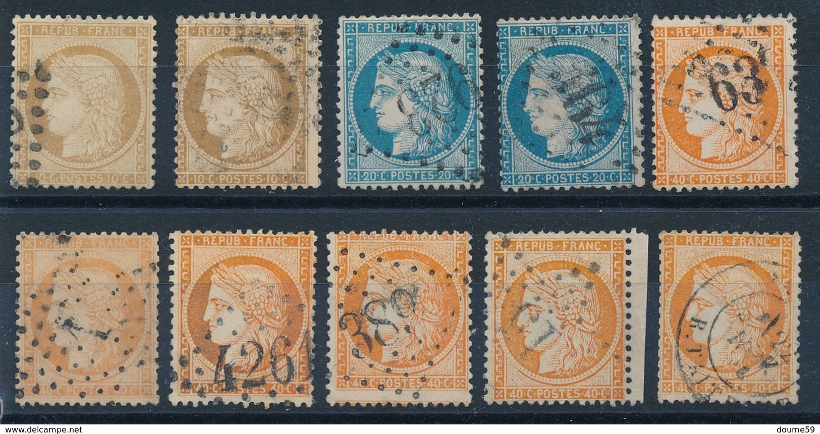 BZ-181: FRANCE: Lot Avec "CERES"    N°36/37/38 Obl - 1870 Belagerung Von Paris