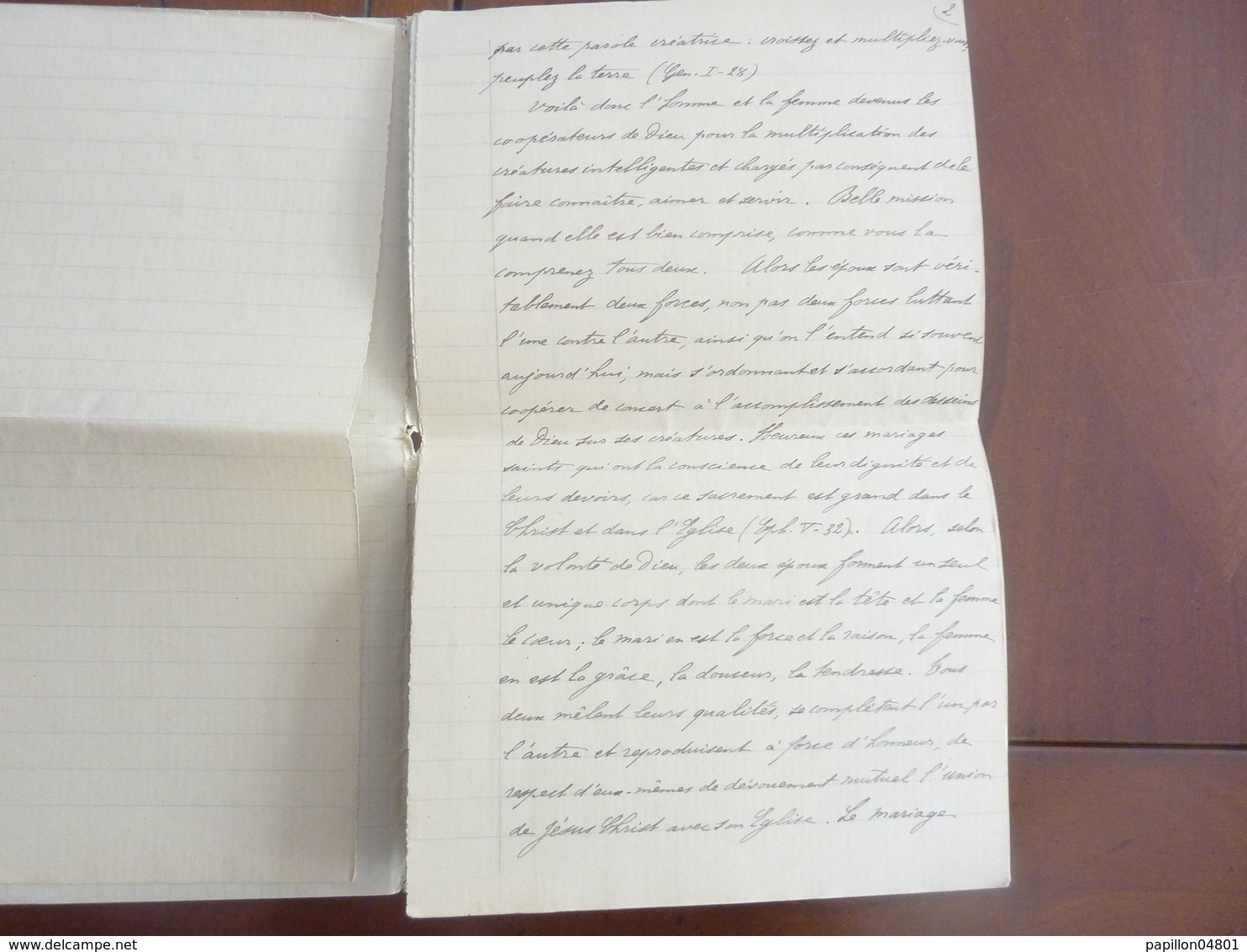 MANUSCRIT 9 PAGES ALLOCUTION FAITE AU MARIAGE  L'ABBE M. BON LE 21 MARS 1912 - Autres & Non Classés