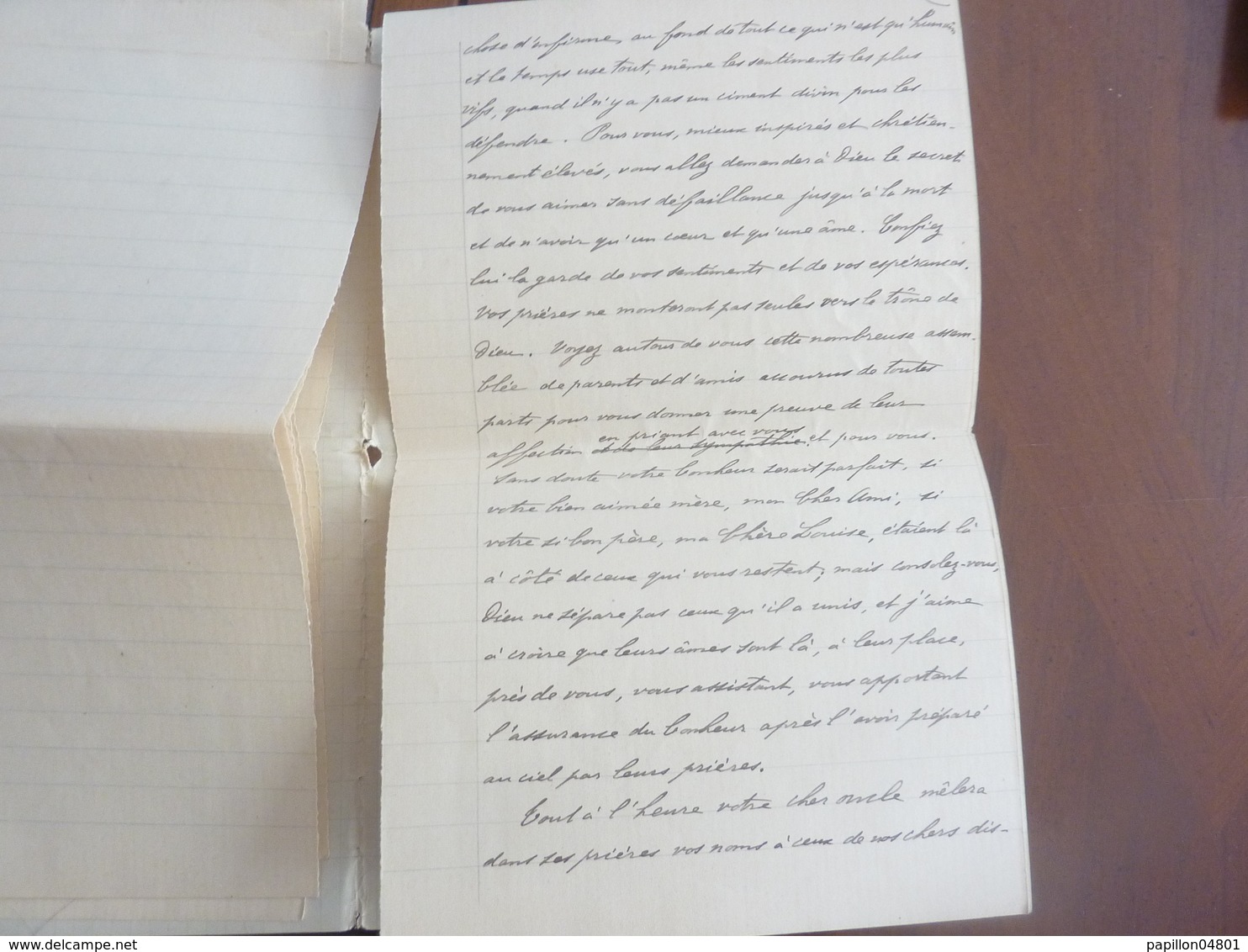 MANUSCRIT 9 PAGES ALLOCUTION FAITE AU MARIAGE  L'ABBE M. BON LE 21 MARS 1912