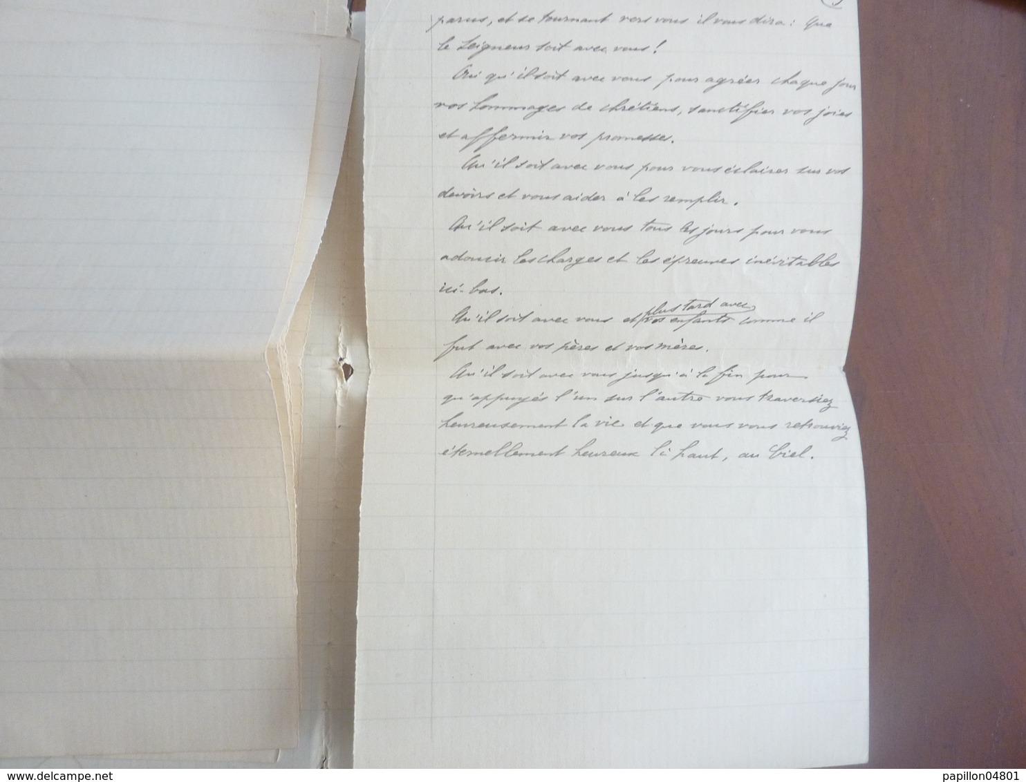 MANUSCRIT 9 PAGES ALLOCUTION FAITE AU MARIAGE  L'ABBE M. BON LE 21 MARS 1912