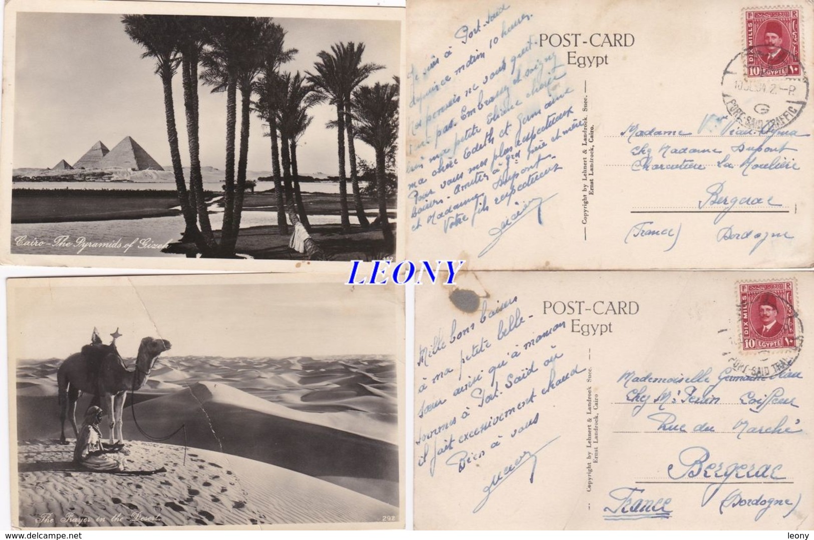 2 CPSM 9X14 D' EGYPTE - THE PRAYER In The DESERT - CAIRO - The PYRAMIDS Of GIZEH - Le Caire