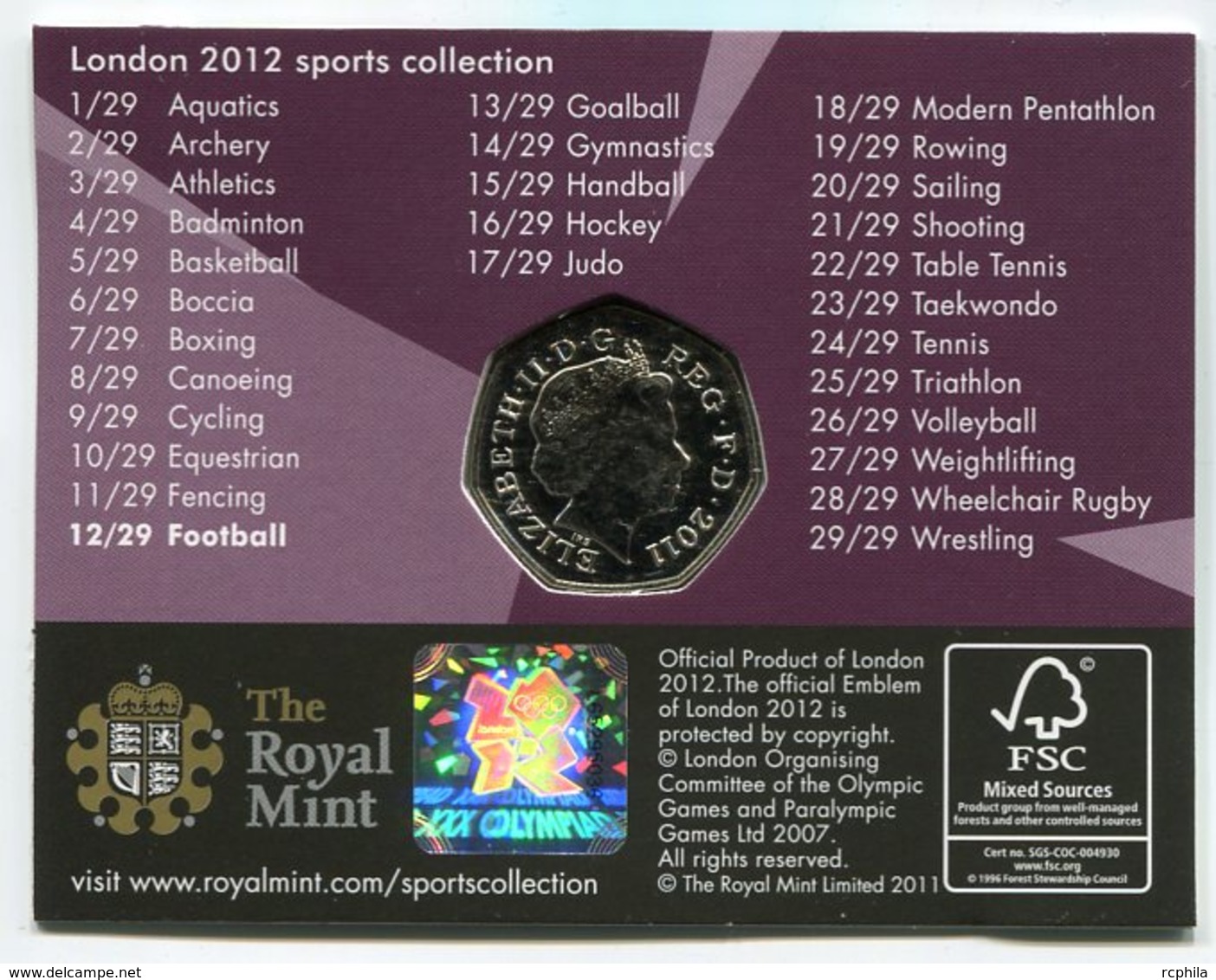 RC 8627 GB 50 PENCE LONDON 2012 SPORTS COLLECTIONS FOOTBALL - 50 Pence