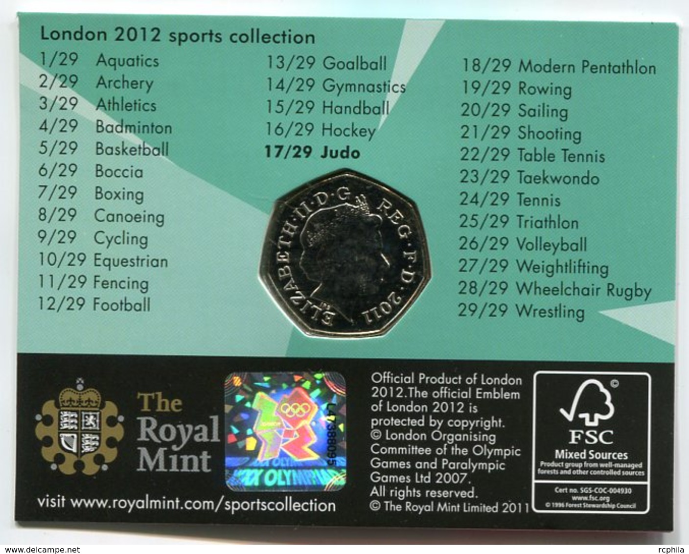 RC 8632 GB 50 PENCE LONDON 2012 SPORTS COLLECTIONS JUDO - 50 Pence