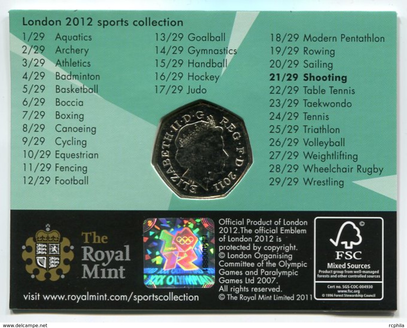 RC 8636 GB 50 PENCE LONDON 2012 SPORTS COLLECTIONS SHOOTING - 50 Pence