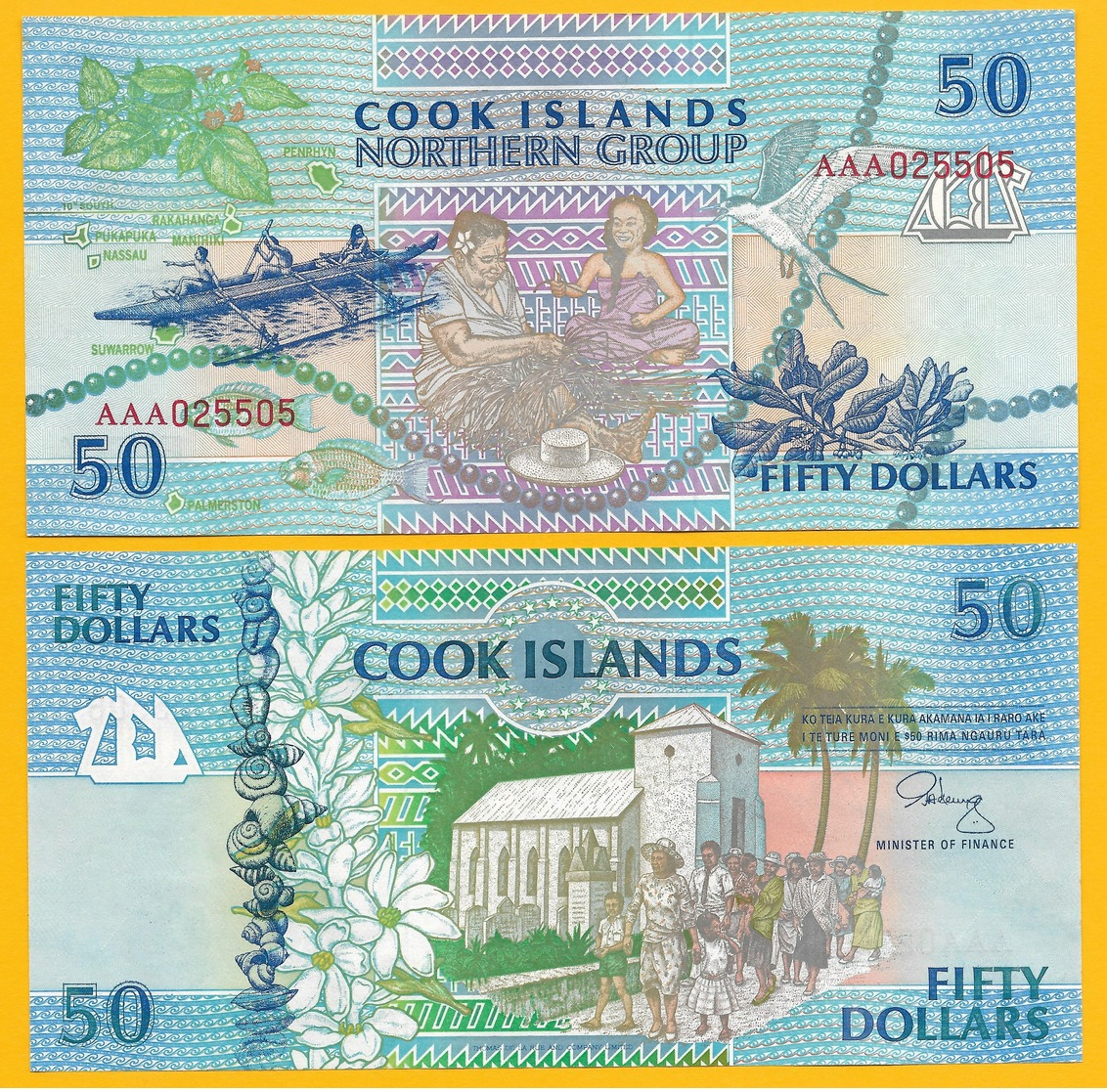 Cook Islands 50 Dollars P-10a 1992 UNC - Islas Cook