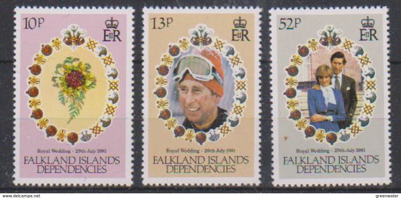 Falkland Islands Dependencies 1981 Royal Wedding 3v ** Mnh (38506) - Zuid-Georgia