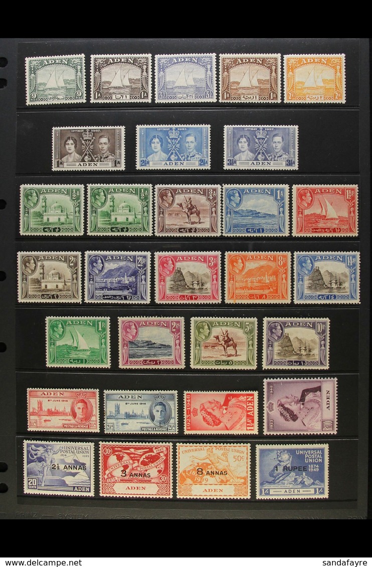 1937-52 MINT KGVI COLLECTION  Presented On Stock Pages. Includes 1937 Dhow Range To 1r & 2r, 1939-48 Pictorial Set Plus  - Aden (1854-1963)