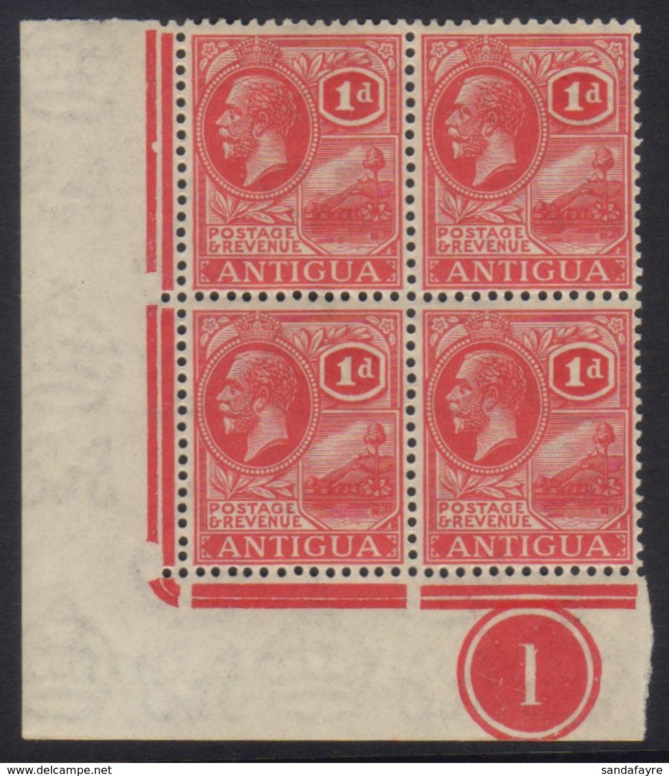 1929  1d Bright Scarlet SG 65, Never Hinged Mint Lower Left Corner Plate Number Block Of Four.  For More Images, Please  - Sonstige & Ohne Zuordnung