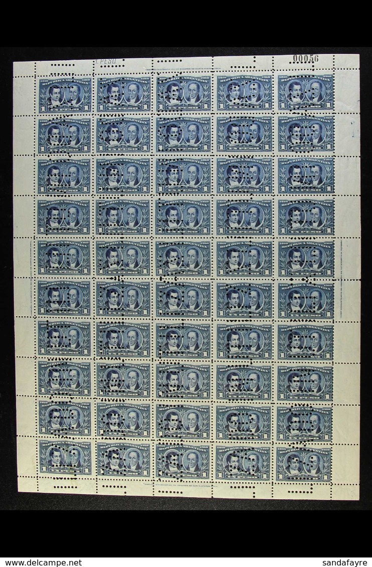 1910  1p Deep Blue Centenary (SG 378, Scott 172), Fine Mint (all But Two Stamps Are Never Hinged) COMPLETE SHEET Of 50 W - Sonstige & Ohne Zuordnung