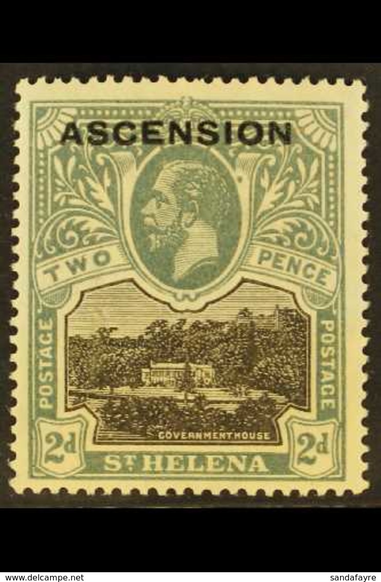 1922  2d Black And Grey Ovptd "Ascension", Variety "Blot On Scroll", SG 4b, Very Fine Mint. Lightly Toned Gum. For More  - Ascension