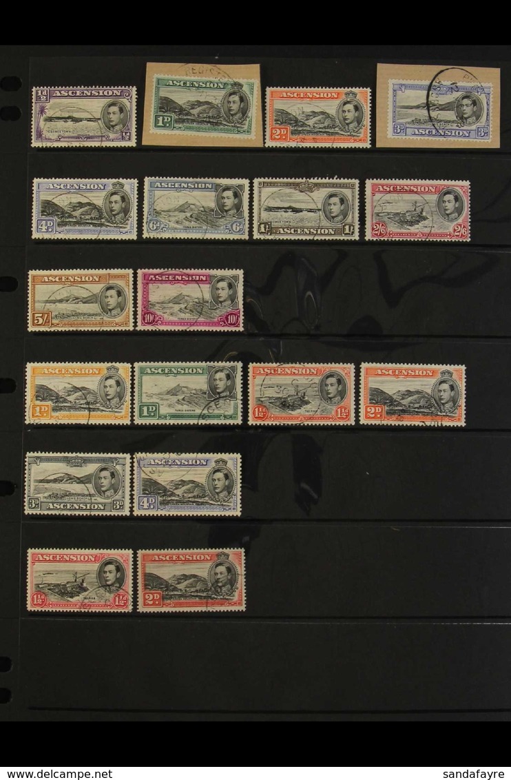 1938-53  Fine Cds Used KGVI Pictorials, With Perf. 13½ Incl. 3d, 2s.6d To 10s, Few Perf. 13 And 14 Values To 4d Etc. (18 - Ascension