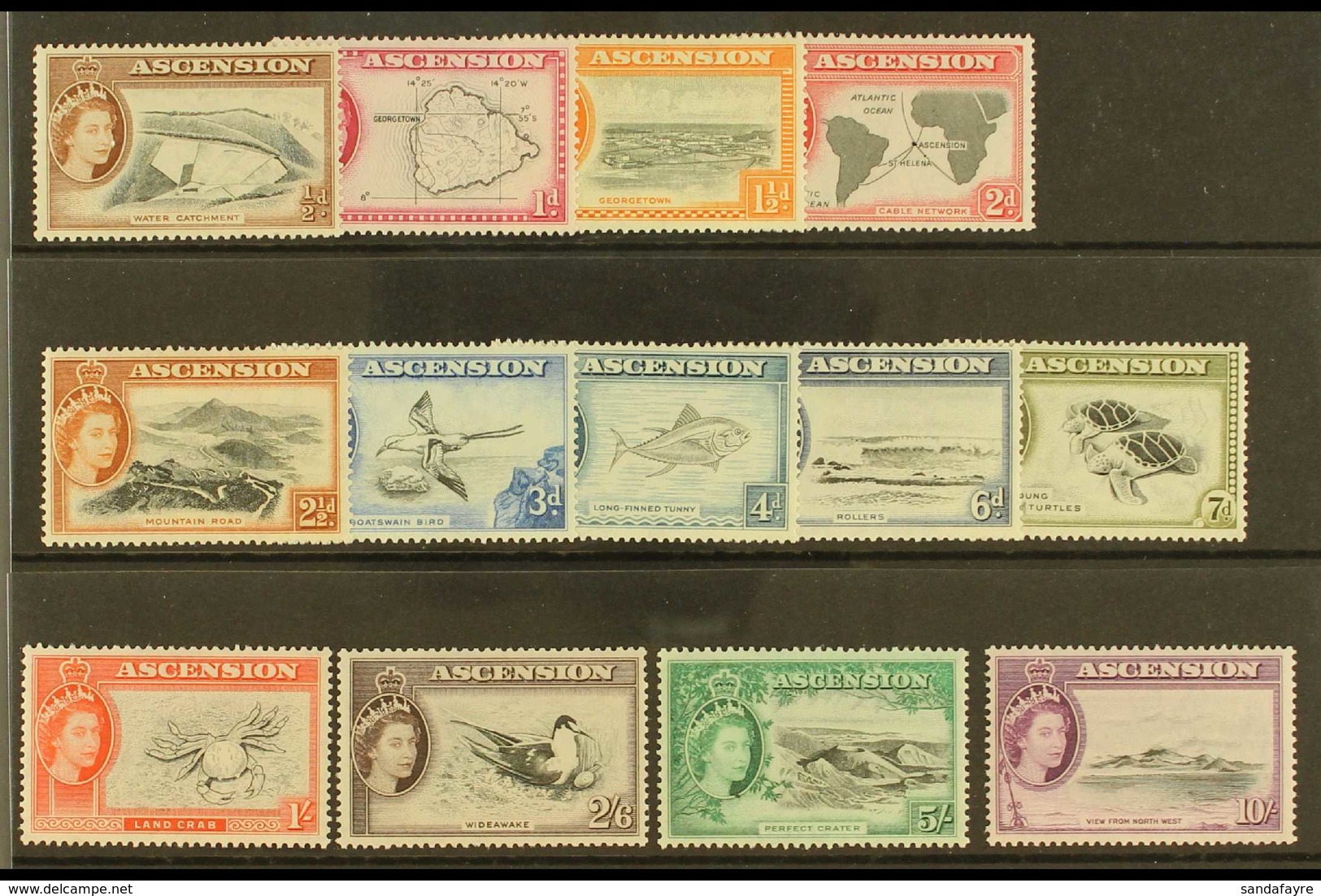1956  Complete Definitive Set, SG 57/69, Never Hinged Mint (13 Stamps) For More Images, Please Visit Http://www.sandafay - Ascension