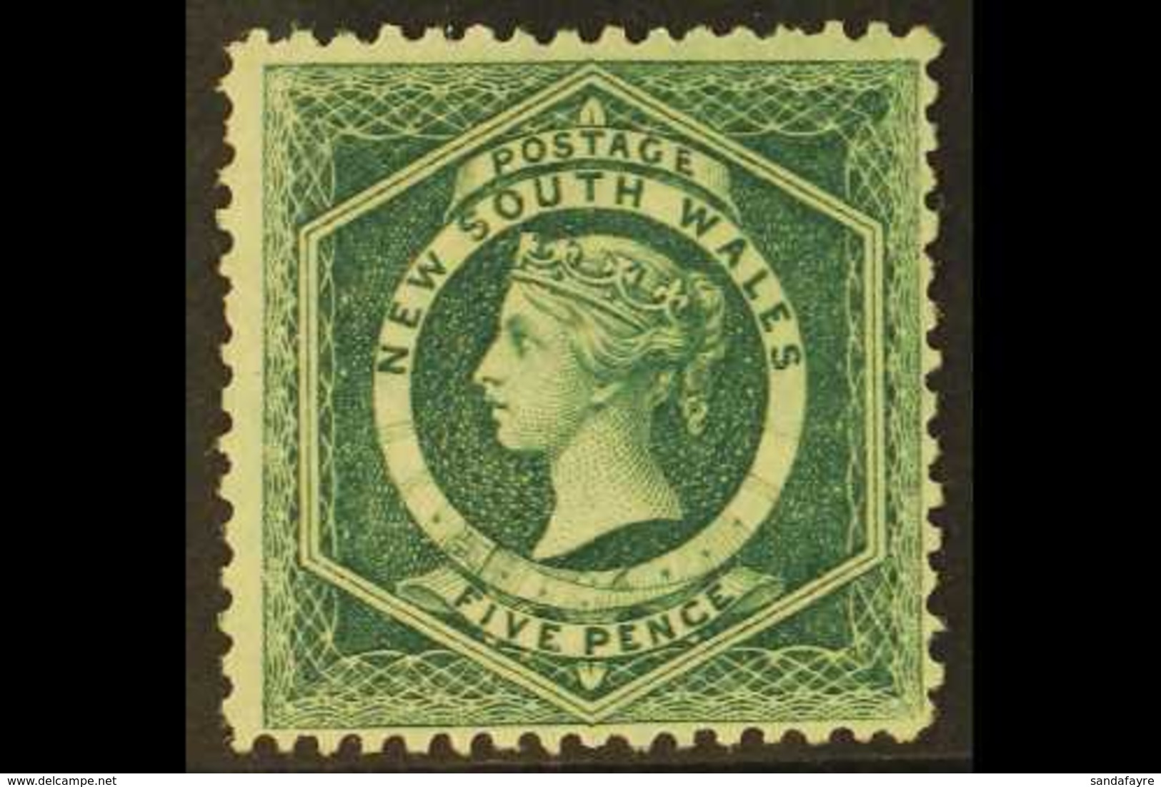 NEW SOUTH WALES  1860-72 5d Dull Green Diadem Perf 12, SG 141, Very Fresh Unused Without Gum.  For More Images, Please V - Sonstige & Ohne Zuordnung