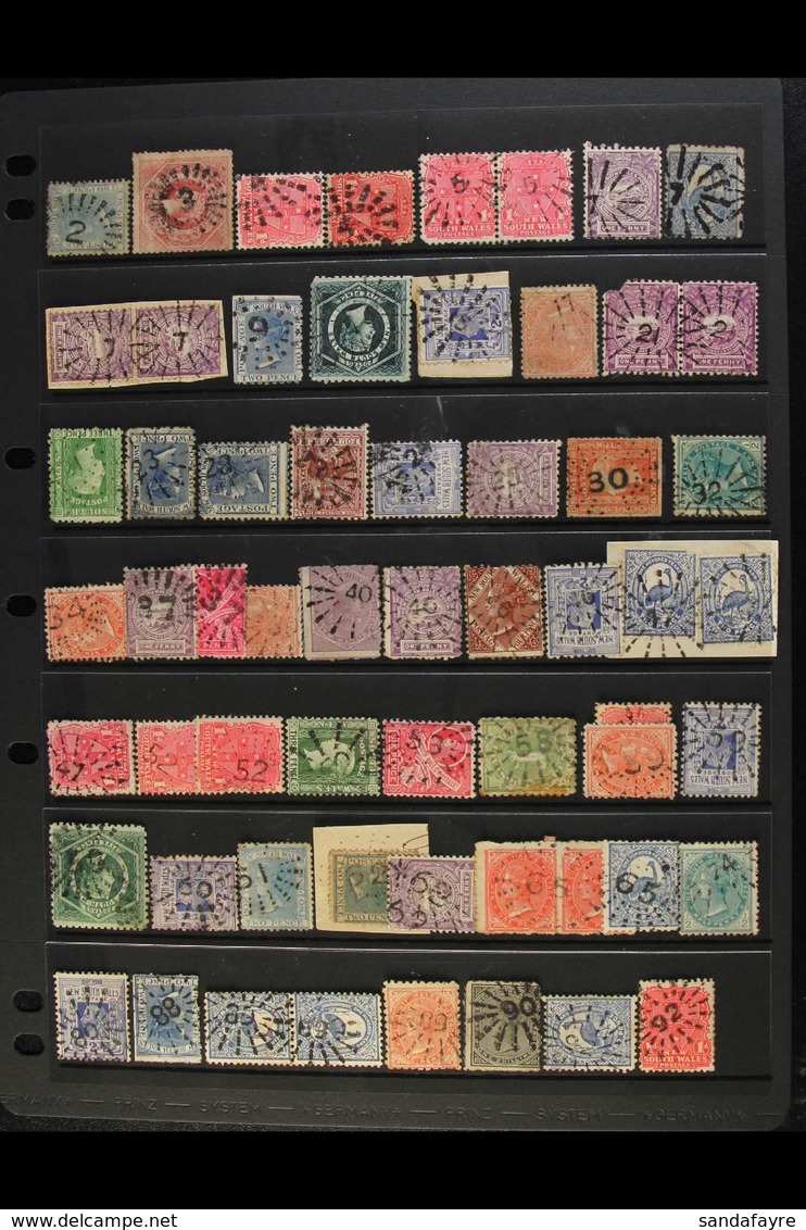 NEW SOUTH WALES  "RAY" TYPE NUMERAL POSTMARKS. An Interesting Collection Of Used Stamps Selected For Nice Numeral Ray Ty - Sonstige & Ohne Zuordnung
