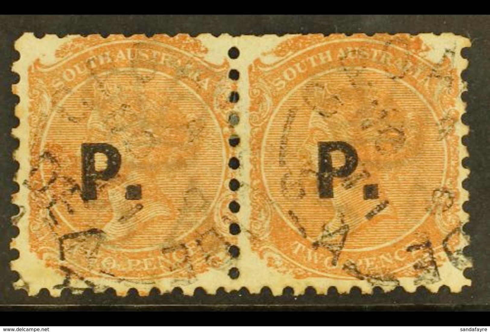 SOUTH AUSTRALIA  DEPARTMENTAL STAMPS 2d Orange-red Horizontal Pair With "P." (Police) Overprint In Black, Used With Neat - Sonstige & Ohne Zuordnung