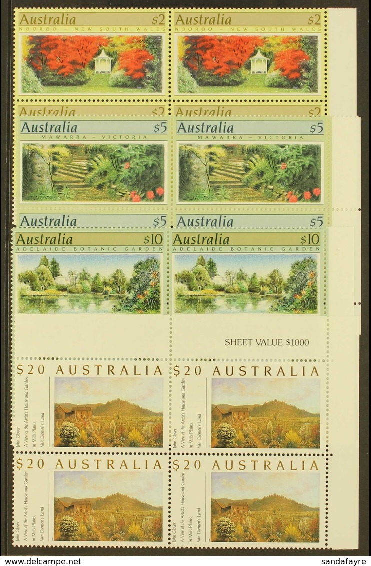 1989  High Values Set ($2-$20), SG 1199/1201a, Never Hinged Mint Corner Blocks Of 4 Stamps. Face Value AU$ 148. (16 Stam - Sonstige & Ohne Zuordnung