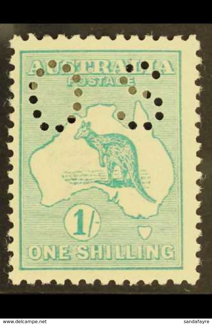 OFFICIAL  1914 1s Emerald Roo Punctured "OS", SG O25, Fine Mint, Very Fresh. For More Images, Please Visit Http://www.sa - Sonstige & Ohne Zuordnung