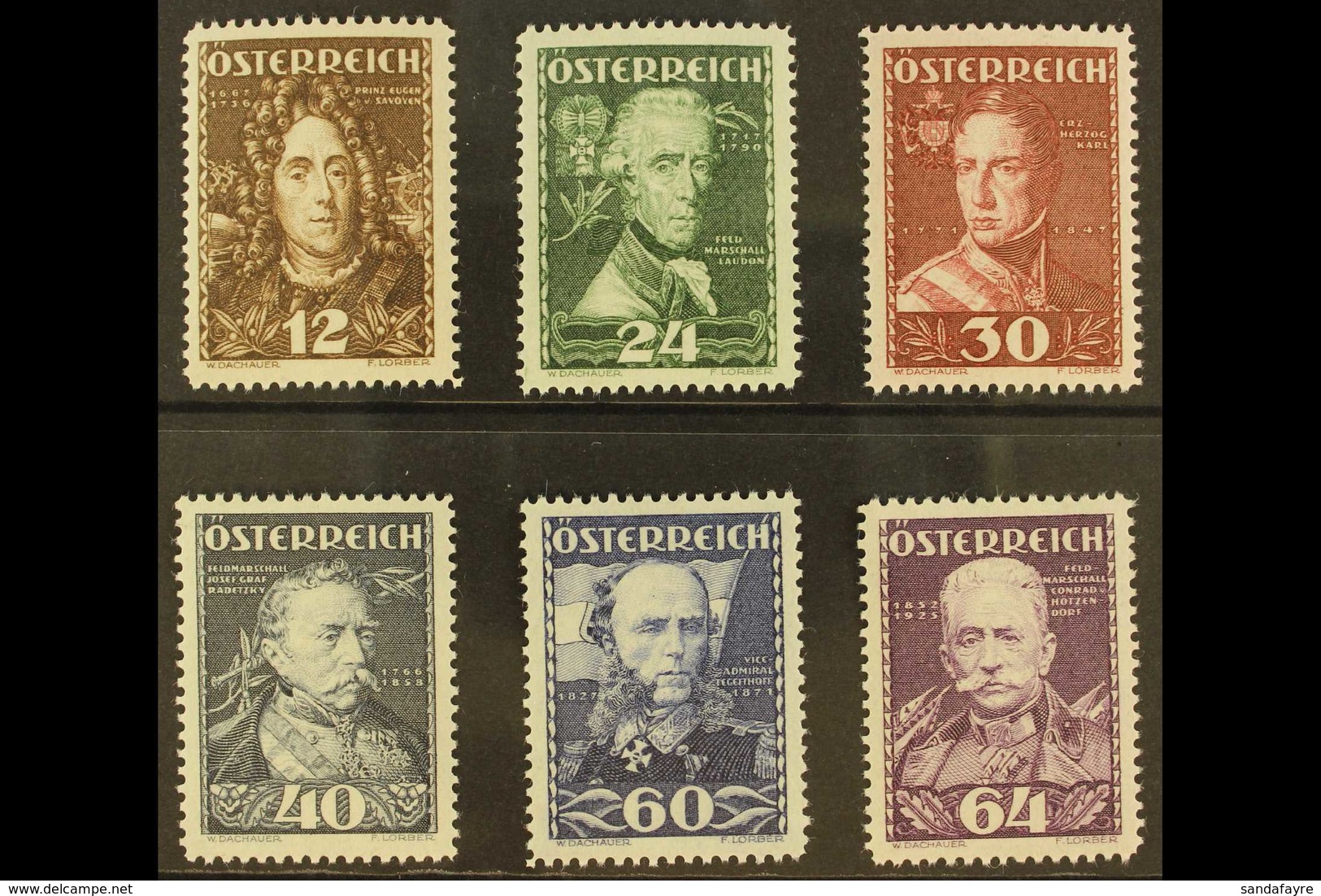 1935  Welfare Funds, Austrian Heroes Set, Mi 617/22, Never Hinged Mint (6). For More Images, Please Visit Http://www.san - Sonstige & Ohne Zuordnung