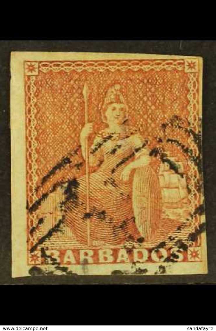 1852-55  (4d) Brownish-red, SG 5, Fine Used With Four Close To Large Margins, And Neat Cancel For More Images, Please Vi - Barbados (...-1966)