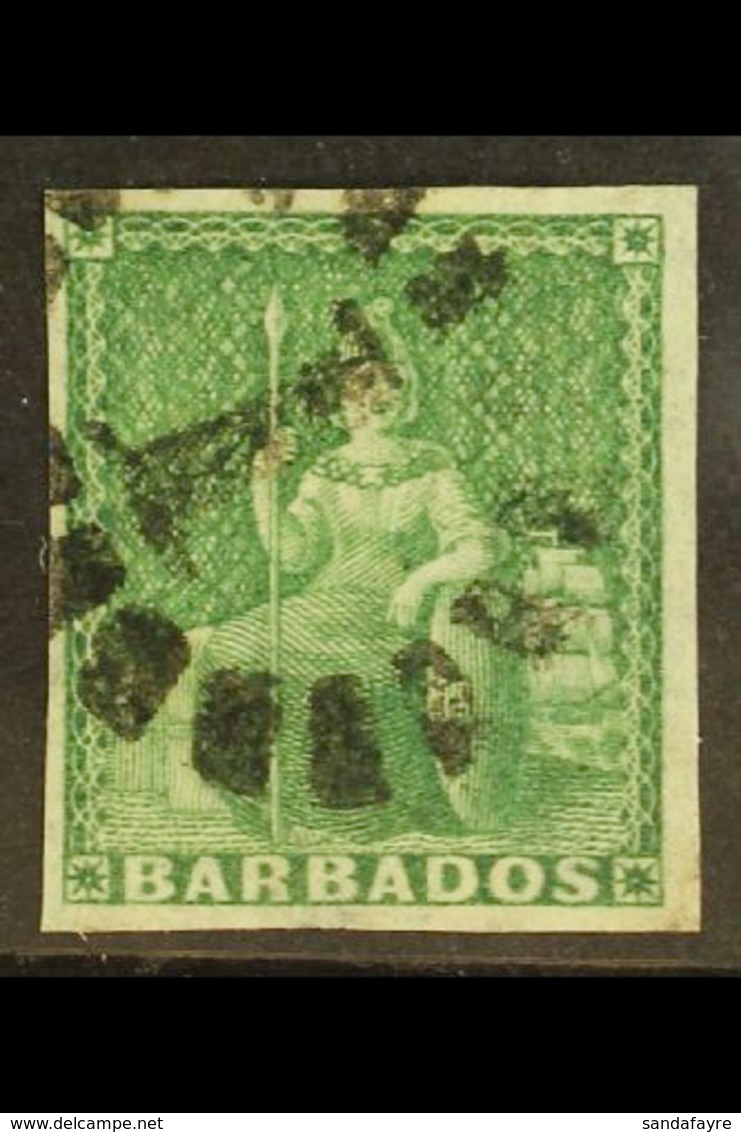 1855-58  (½d) Green, SG 8, Fine Used With 4 Margins. For More Images, Please Visit Http://www.sandafayre.com/itemdetails - Barbados (...-1966)
